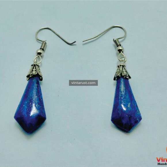 Dangle Earrings, Gemstone Dangle Earrings, Lapis Lazuli Handmade Earrings - Picture 3 of 10